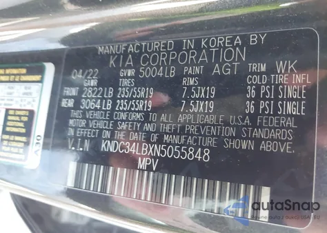 2022 Kia Ev6 Light из США, поврежденный, VIN KNDC34LBXN5055848